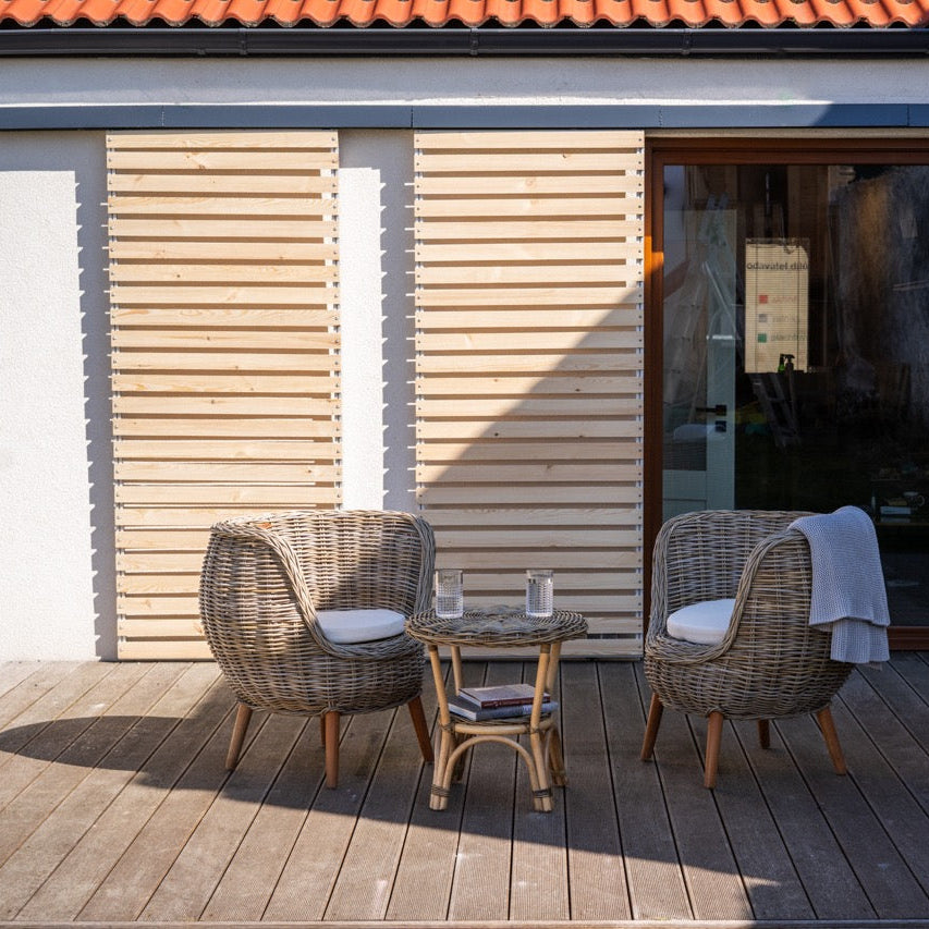 Frangivista a doghe di legno per il terrazzo con telaio in alluminio - Naturale