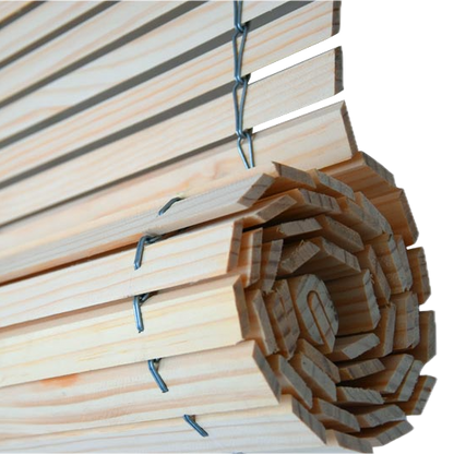 Tenda a rullo da esterno per finestre in legno - Naturale