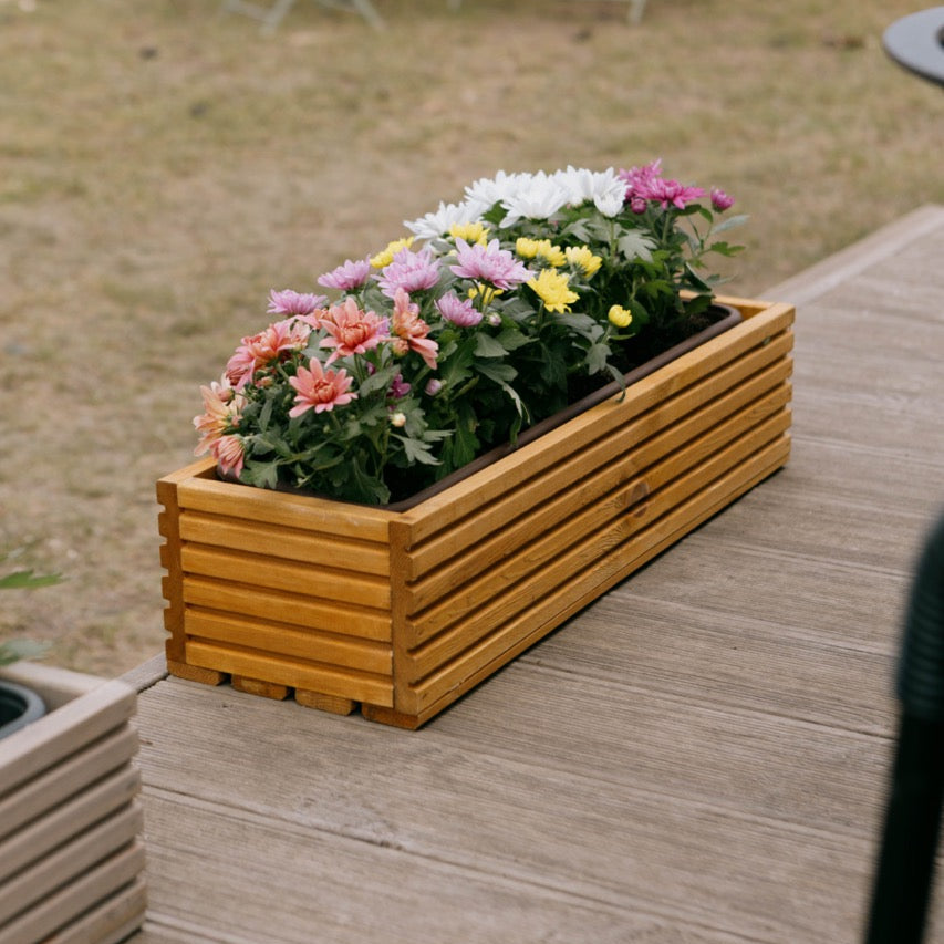 Fioriera in legno con inserto in plastica - 64cm x 24cm