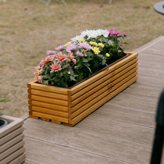 Fioriera in legno con inserto in plastica - 64cm x 24cm