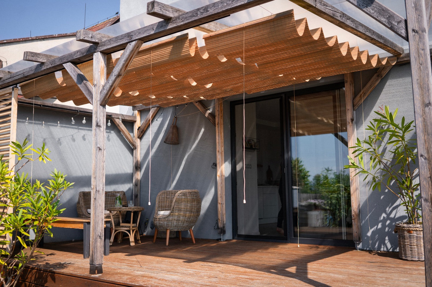 Tettoia in bambù per pergola - Marrone chiaro