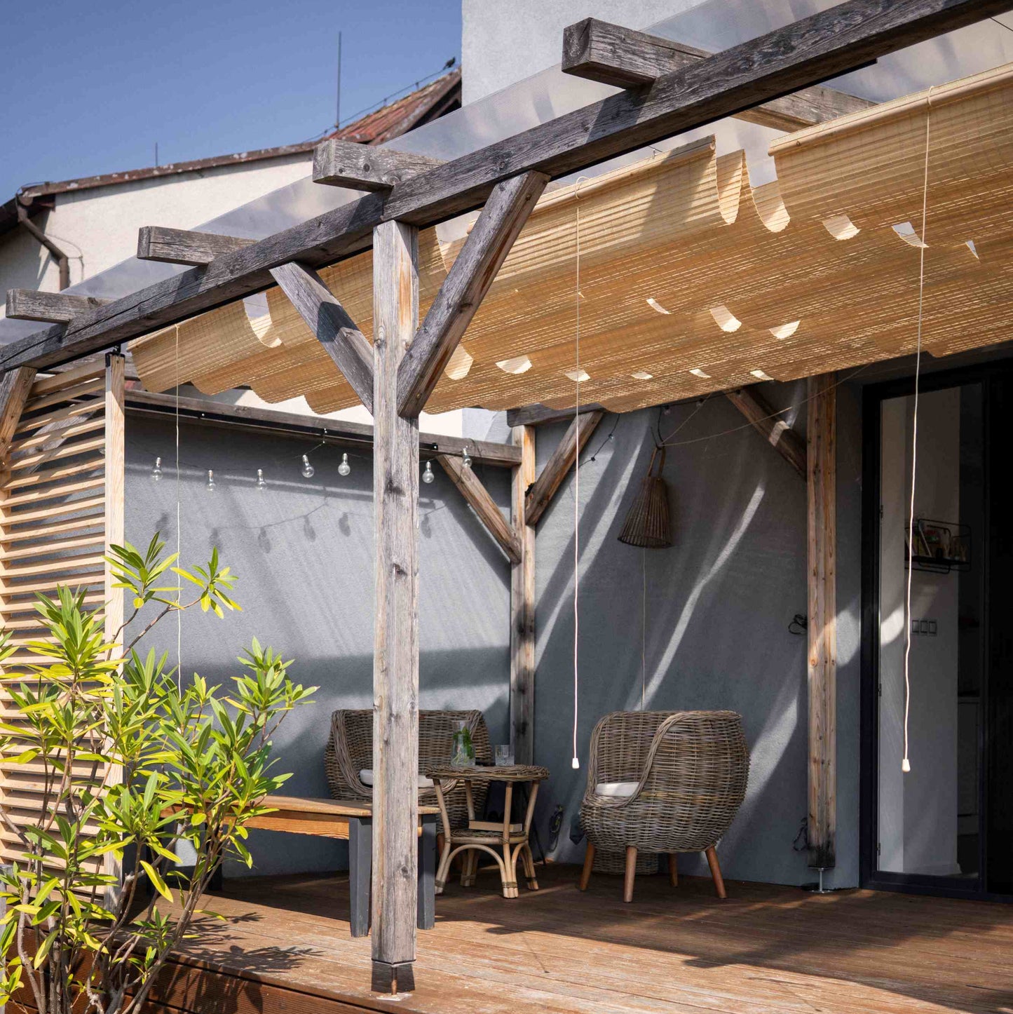 Tettoia in bambù per pergola - Naturale