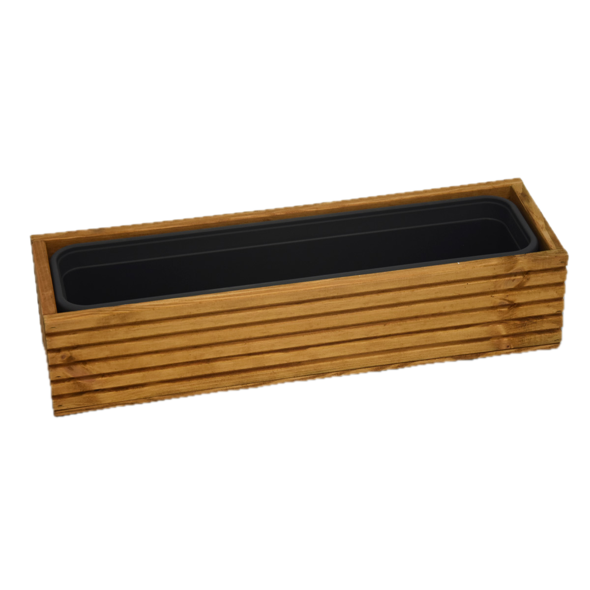 Fioriera in legno con inserto in plastica - 64cm x 24cm